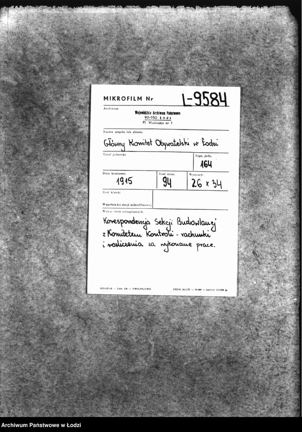 Obraz 2 z jednostki "Korespondencja Sekcji Budowlanej [z Komitetem Kontroli-rachunki, rozliczenia za wykonane prace]"