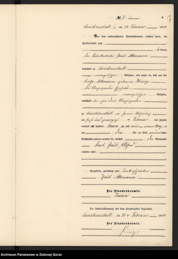 image.from.unit.number "Geburts-Neben-Register im Standes-Amt Christianstadt Kreis Sorau 1894"
