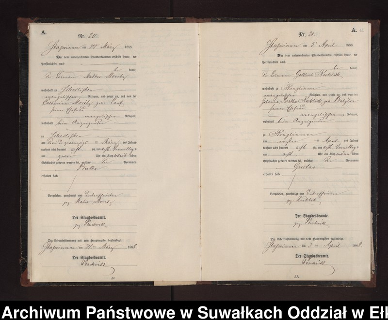 image.from.unit.number "Geburts-Neben-Register des Preussischen Standes-Amtes Stasswinnen Kreis Loetzen"