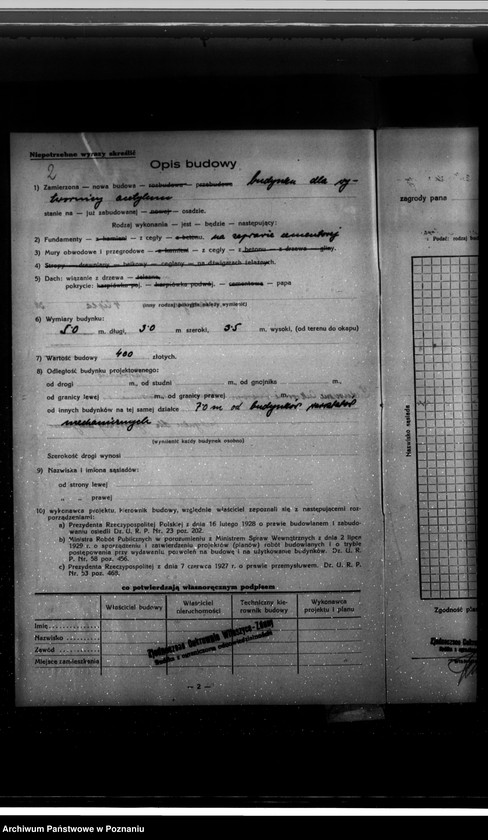 Obraz 7 z jednostki "Cukrownia Witaszyce pow. jarociński /pozwolenie na budowę budynku dla wytwórni acetylenu/"