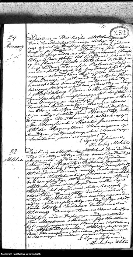 image.from.unit.number "Duplikat Aktów Urodzonych, Zaślubionych Zmarłych Katolików Parafii Metelskiey Roku 1828"