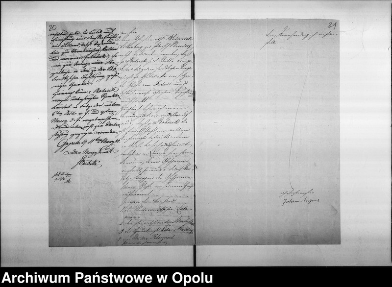 Obraz 16 z jednostki "Acta des Magistrats zu Oppeln betreffend die dem p. Bobreck ertheilte Erlaubniß zum Kleinhandel mit geistigen Getränke und zur Errichtung eines Kaffen=Etablissements in seinem Hause No 35 Odervorstadt so wie die Denunciation des p. Angres"
