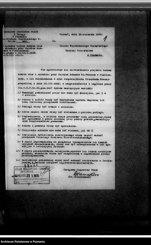 Obraz 5 z jednostki "Zatwierdzenie zakładu przemysłowego /rozbudowa fabryki konserw/ St. Fenrycha w Pudliszkach pow. gostyński"