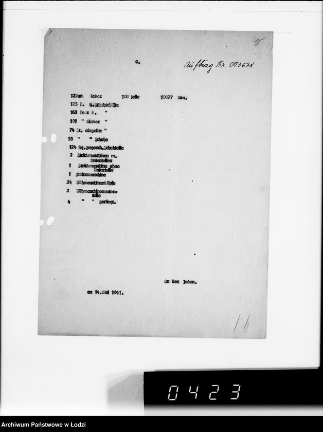 Obraz 9 z jednostki "Aufträge Lager 39. [Zamówienia firm na różne wyroby]"