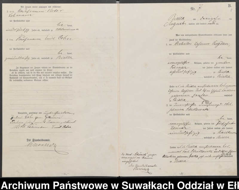 image.from.unit.number "Heiraths-Haupt-Register des Königlichen Preussischen Standes-Amtes Bialla Kreis Johannisburg"