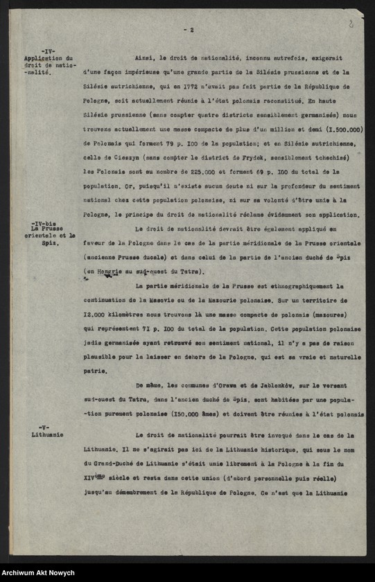 image.from.unit.number "Memoriały, dotyczące terytorium i granic Polski, m.in. złożonej przez R. Dmowskiego na Konferencji Pokojowej; 5 map, m.in. z linią Komisji I. Cambon