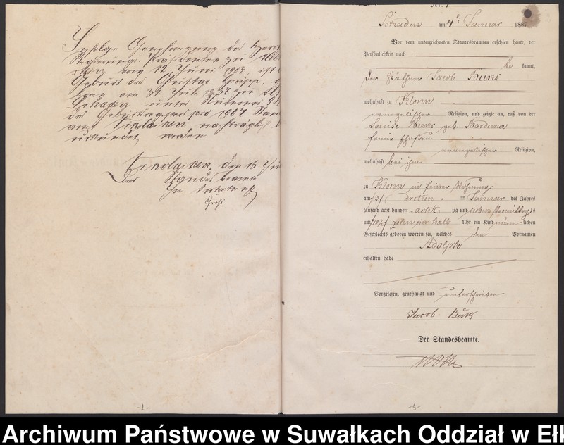 image.from.unit.number "Geburts-Haupt-Register des Königlich Preussischen Standes-Amtes Schaden Kreis Sensburg"