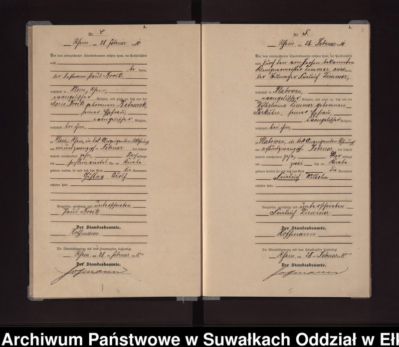 image.from.unit.number "Geburts-Neben-Register des Königlichen Preussischen Standes-Amtes Gneist Kreis Lötzen"