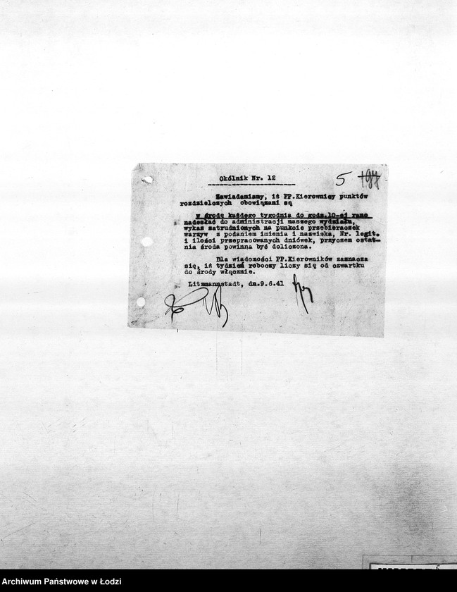 Obraz 8 z jednostki "[Okólniki różnych wydziałów i oddziałów (warzyw, kart, kuchni, mleczarni itd.) przesyłane do PSŻ]"