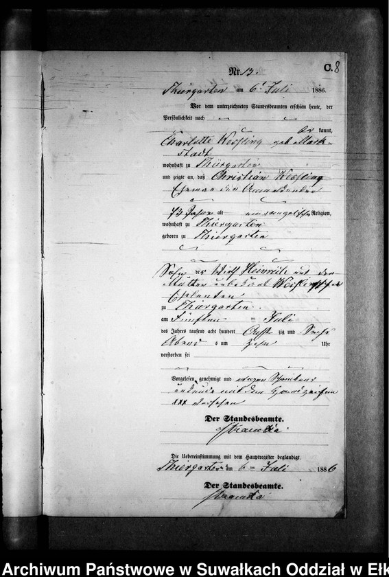 image.from.unit.number "Sterbe-Neben-Register des Preussischen Standes-Amtes Prinowen Kreis Angerburg"