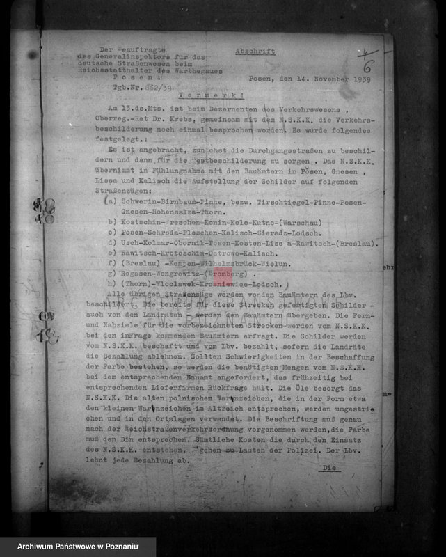 Obraz 11 z jednostki "Zarządzenia i korespondencja policji i władz w sprawach komunikacji drogowej"