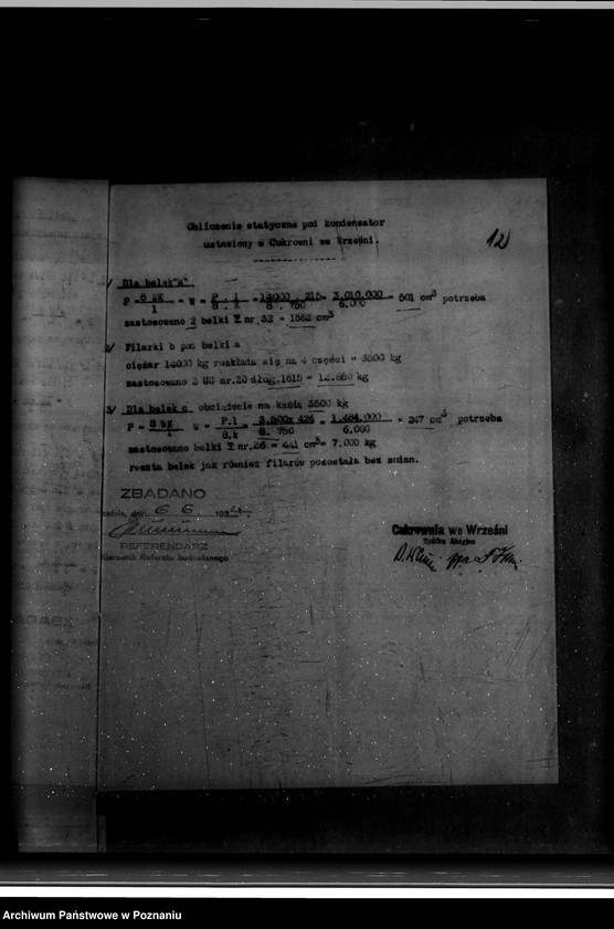 Obraz 16 z jednostki "Zatwierdzenie zakładu przemysłowego /urządzenie cukrowni we Wrześni/ Spółka Akcyjna"