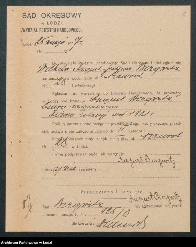 Obraz 3 z jednostki "August Bergwitz- biuro agenturowe"