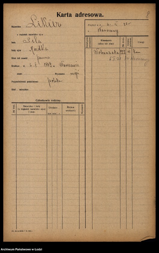 Obraz 10 z jednostki "[Spis ludności Łodzi] Like - Linke"