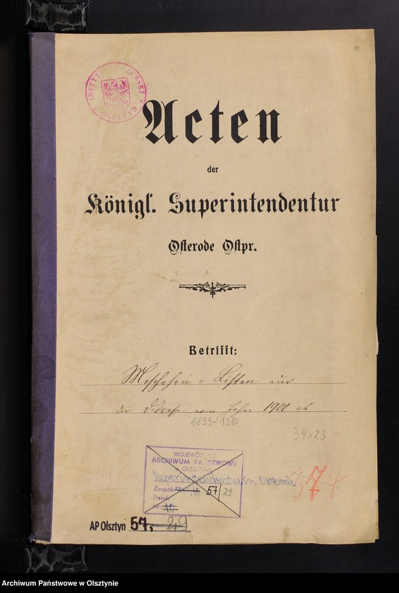 image.from.unit.number "Mischehen-Listen aus der Diözese /auch Anweisungen, Berichten und  andere Schreiben/"