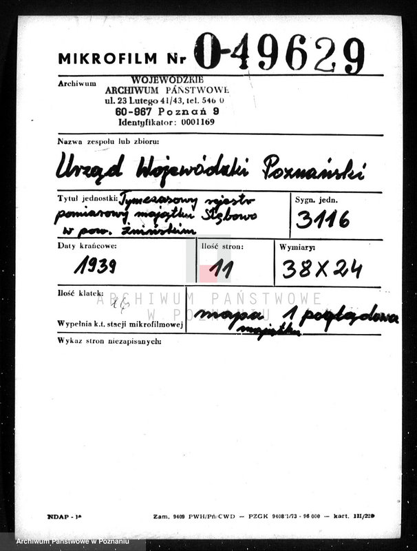 Obraz 2 z jednostki "Tymczasowy rejestr pomiarowy majątku Słębowo powiatu żnińskiego"