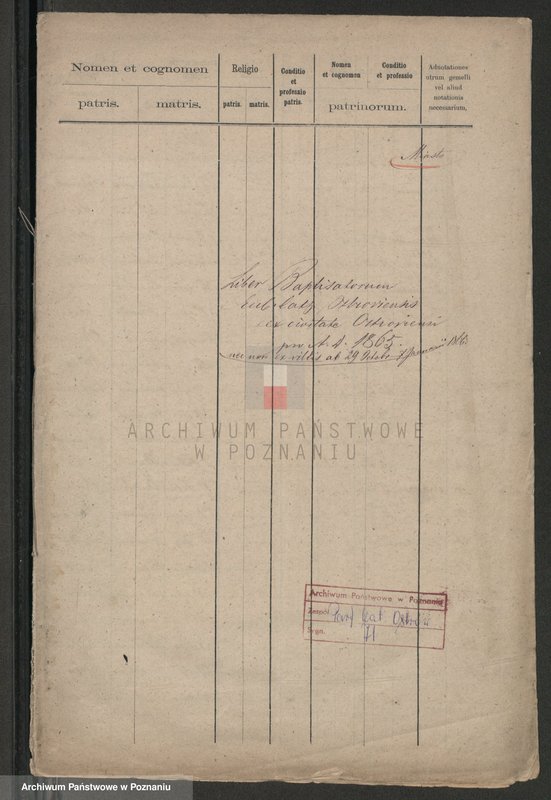 Obraz 1 z jednostki "Liber baptisatorum /miasto/"