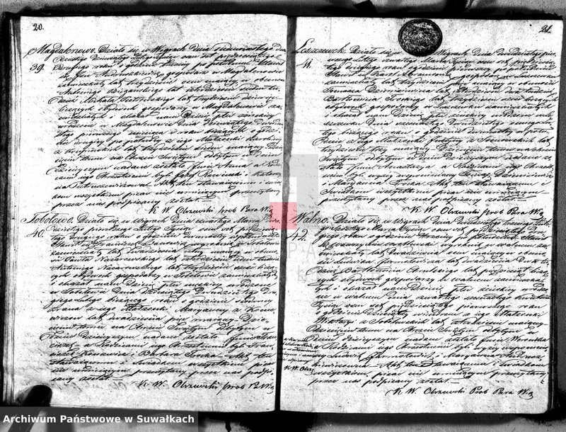 image.from.unit.number "Duplikat akt urodzonych, zaślubionych i umarłych parafii Wigry z roku 1852"