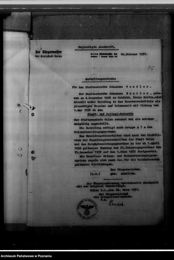 Obraz 19 z jednostki "Wendler, Hans - komisarz obwodowy"