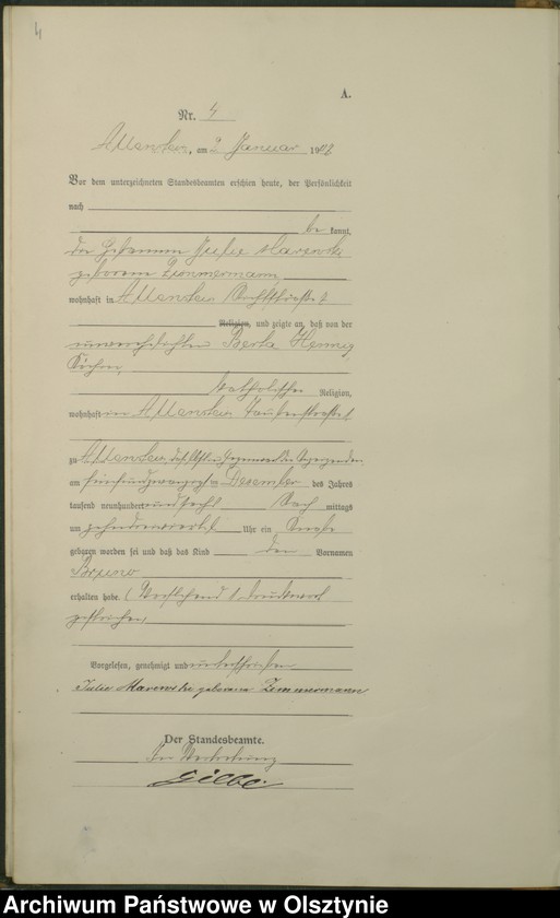 image.from.unit.number "Geburts-Haupt-Register Tom I, Nr 1-399"