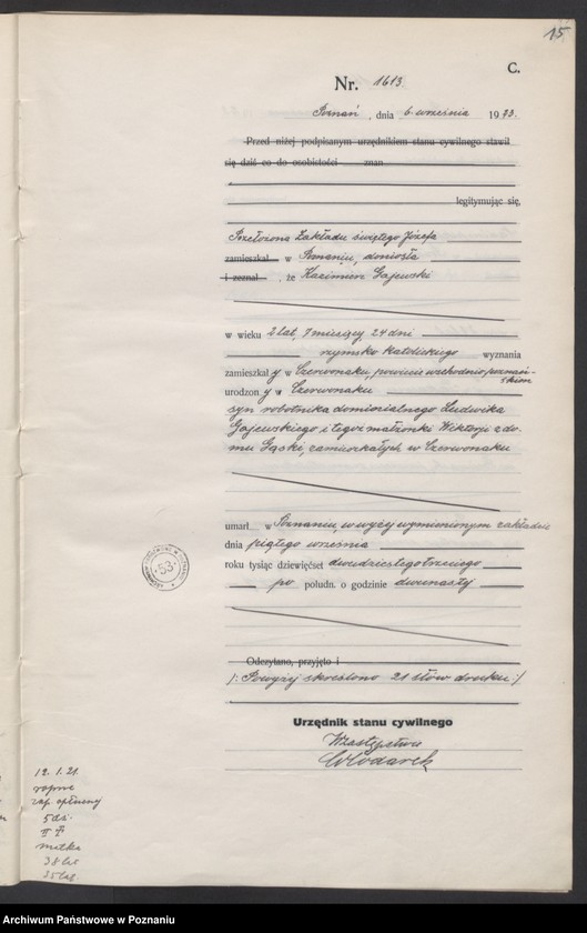 Obraz 17 z jednostki "Księga miejscowa zgonów tom IV [Rejestr główny zgonów]"