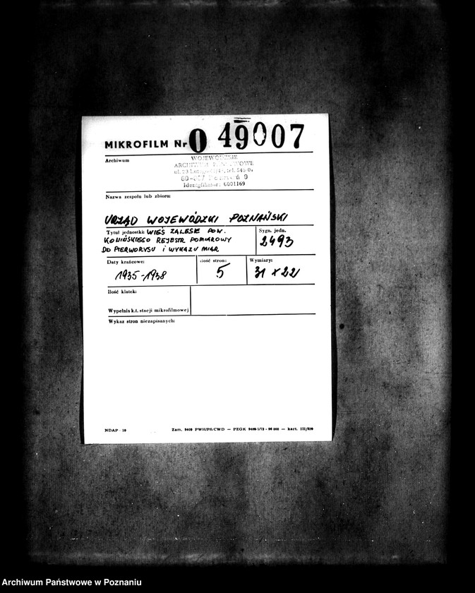 Obraz 2 z jednostki "Wieś Zalesie powiatu konińskiego. Rejestr pomiarowy do pierworysu i wykaz miar"