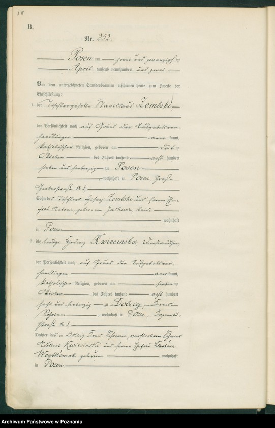 Obraz 19 z jednostki "Księga miejscowa małżeństw t. II"