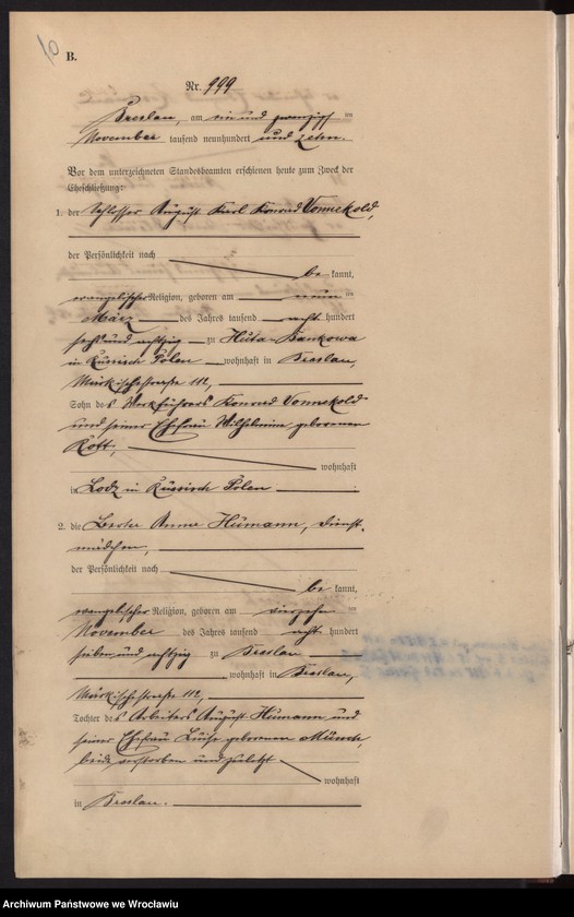 image.from.unit.number "Heiraths-Haupt-Register Breslau I 1910 Band 6"