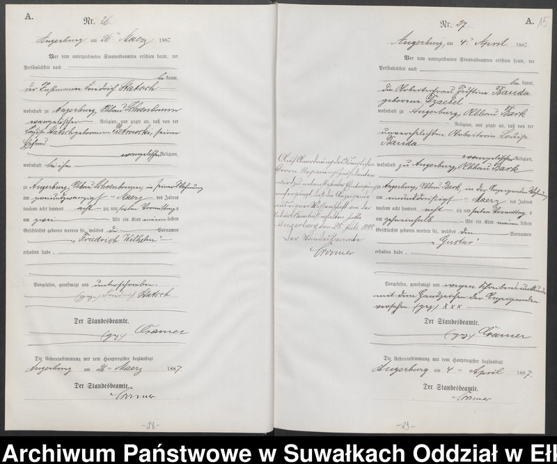 image.from.unit.number "Geburts-Neben-Register des Preussischen Standes-Amtes der Stadt Angerburg Kreis Angerburg"