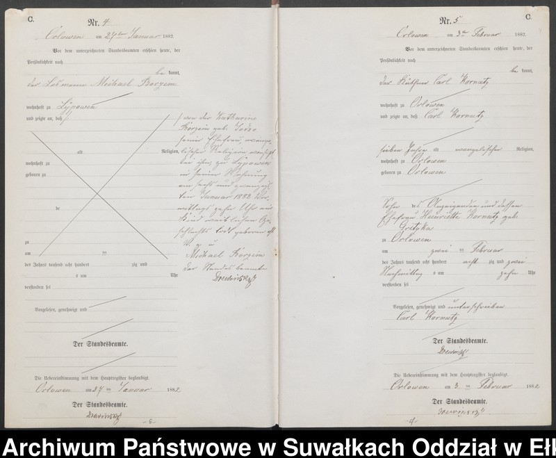 image.from.unit.number "Sterbe-Neben-Register des Preussischen Standes-Amtes [Orlowen] Kreis [Loetzen] für das Jahr 1882"