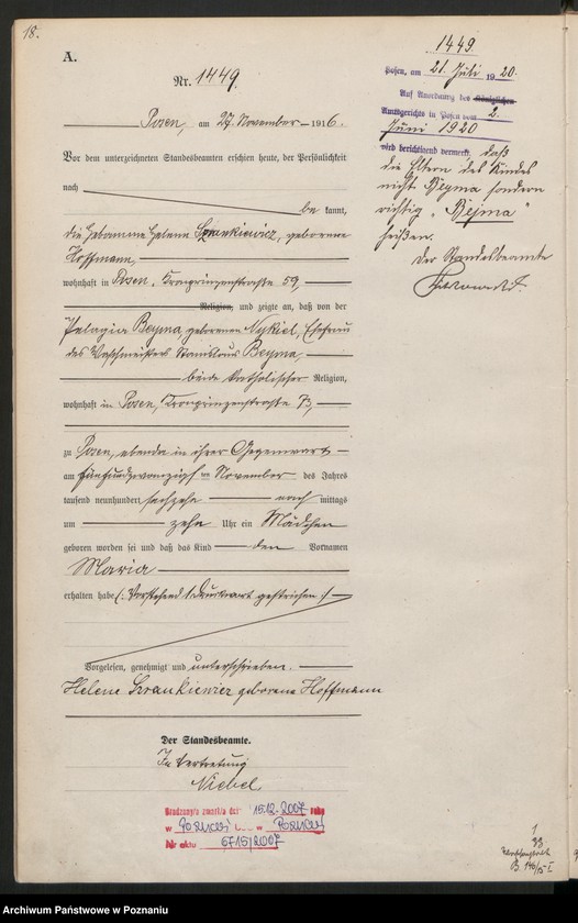 Obraz 20 z jednostki "Księga miejscowa urodzeń tom IV [Rejestr główny urodzeń]"