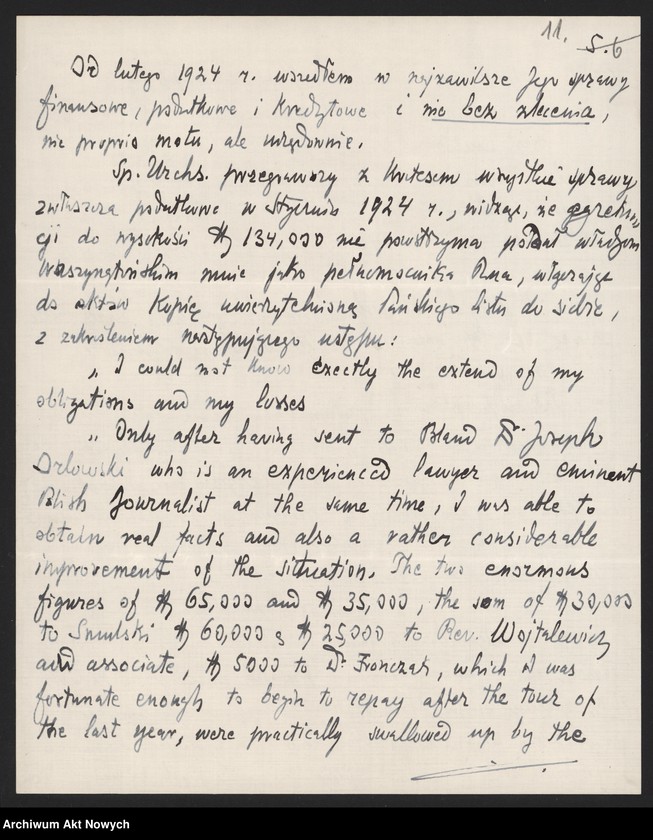 image.from.unit.number "Orłowski Józef; Załączniki: 1) wycinki prasowe; 2) list I. Paderewskiego do J. Orłowskiego (rękopis J. Orłowskiego); 3) list ks. F. Feldheima (do I. Paderewskiego?) z 21 III 1936 r. (fotokopia); 4) "Affidarit"; 5) telegram Grupy R. Chase