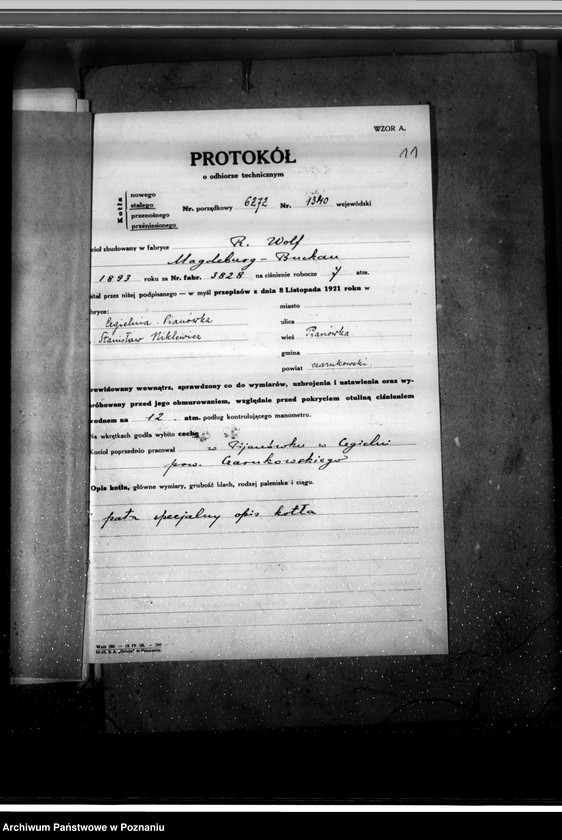 Obraz 16 z jednostki "Cegielnia Pianowska pod Czarnkowem kocioł parowy nr fabryczny 3828 nr woj. 1340"