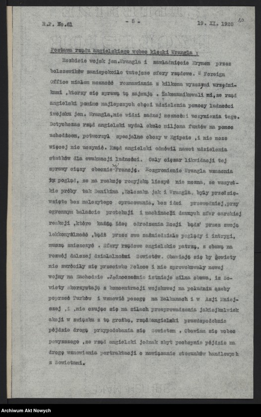 image.from.unit.number "Raporty polityczne Poselstwa Polskiego w Londynie nr 61-66,68, przesłane przez J. Ciechanowskiego"