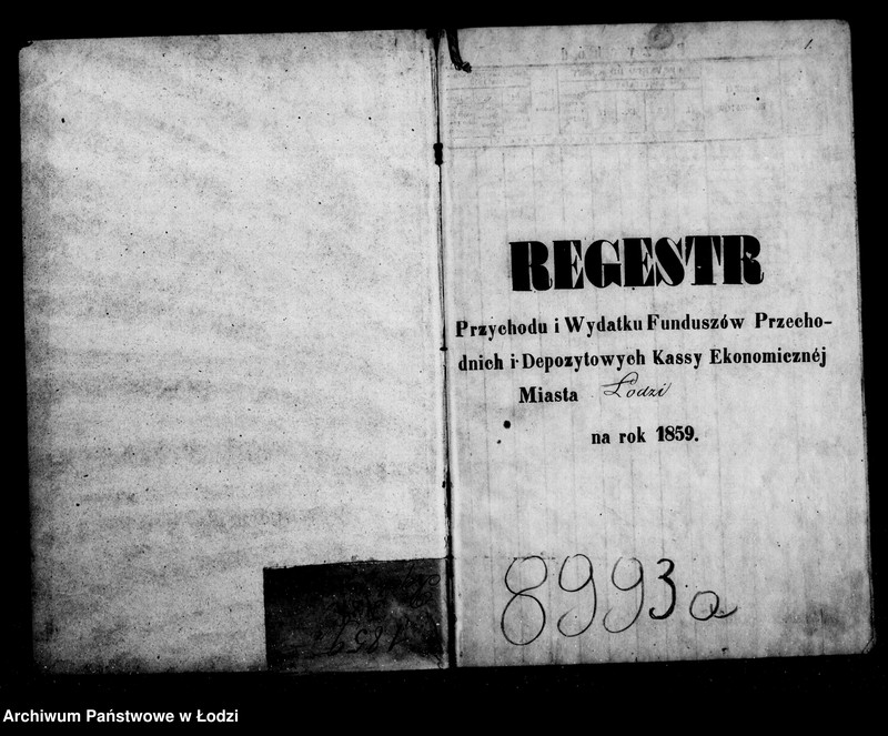 Obraz 5 z jednostki "Regestr przychodu i wydatku funduszów przechodnich oraz regestr forszusów kasy ekonomicznej m. Łodzi na r. 1859"