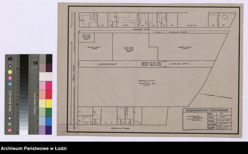 Obraz 1 z jednostki "Abschnitt aus dem Übersichtsplan. Ludendorff Strasse Sänger Strasse"