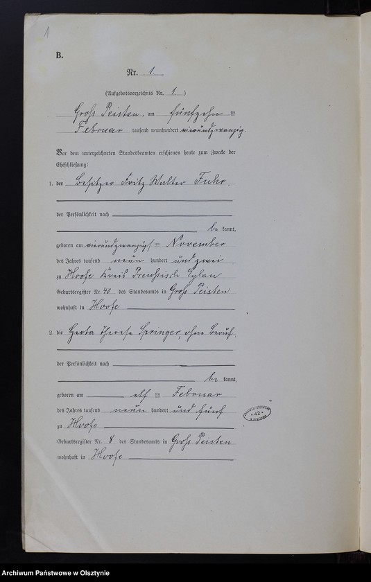 image.from.unit.number "Heiraths-Neben-Register Nr 1 - 14 [ Księga małżeństw - wtóropis ]"