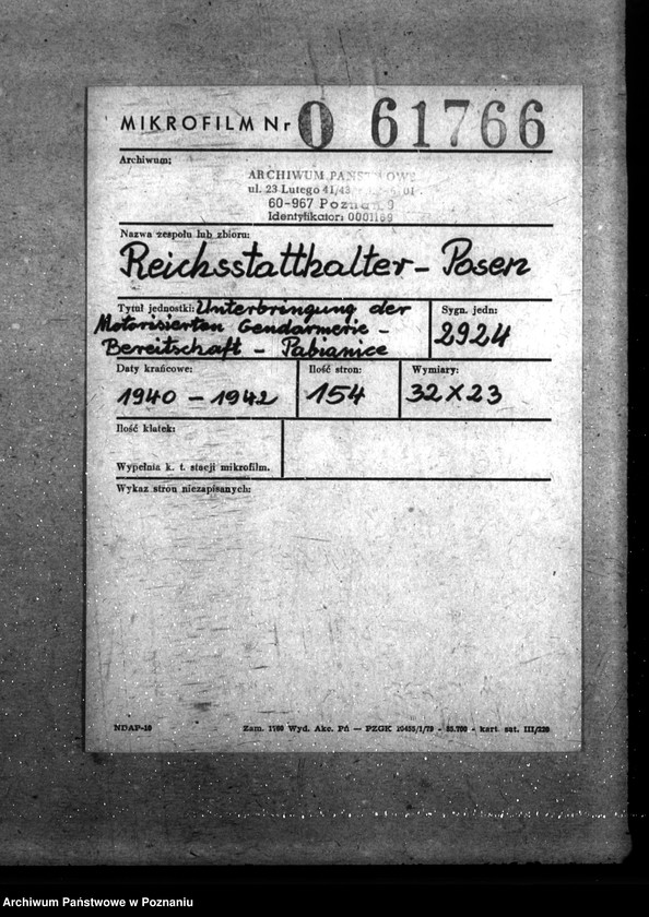 Obraz 2 z jednostki "Unterbringung der Motorisierten Gendarmerie Bereitschaft - Pabianice"