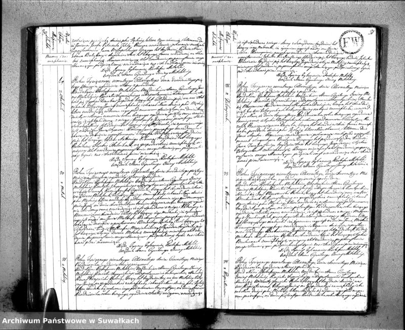 Obraz 19 z jednostki "Księgo Aktów Urodzenia Urzędnika Stanu Cywilnego Gminy Metelskiey Powiatu Seyneńskiego Departamentu Łomżyńskiego od 1 Stycznia Tysiąc Osimset Czternastego Roku 1814"