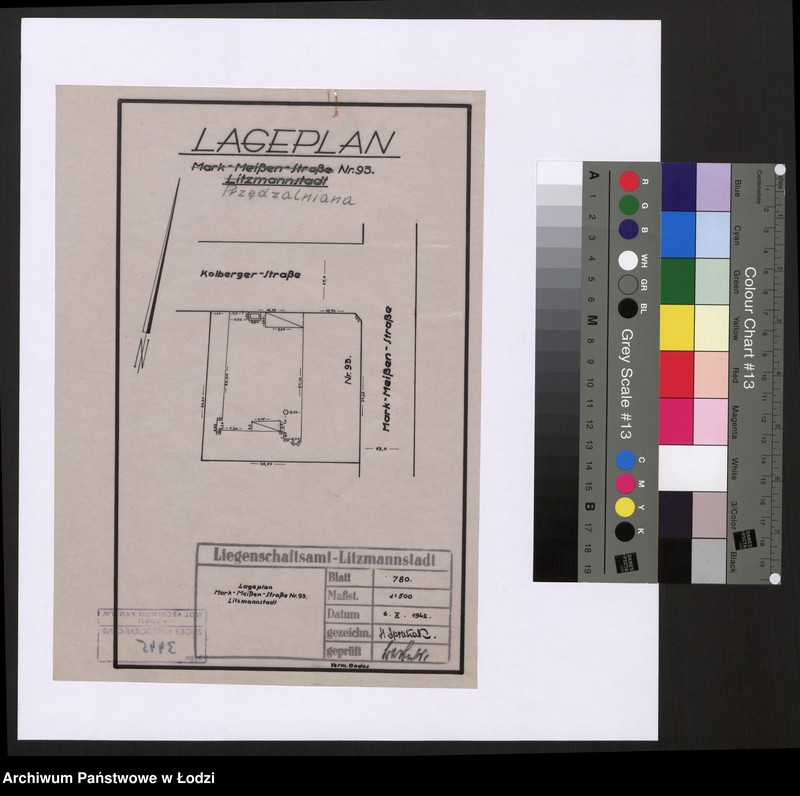 Obraz 1 z jednostki "Lageplan Mark-Meißen-Straße Nr 93 Litzmannstadt"