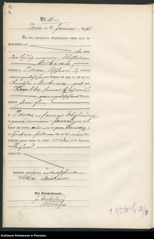 Obraz 17 z jednostki "Księga urodzeń t. I"