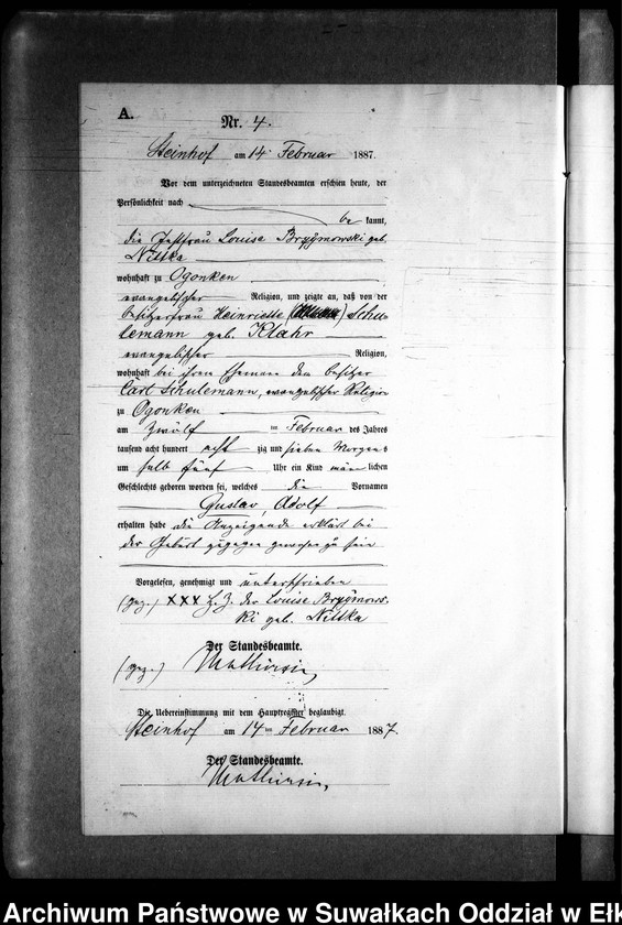 image.from.unit.number "Geburts-Neben-Register des Preussischen Standes-Amtes Gr. Strengeln Kreis Angerburg"