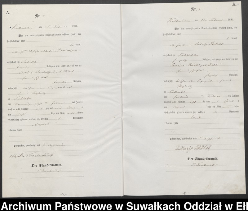 image.from.unit.number "Geburts-Haupt-Register des Königlichen Preussischen Standes-Amtes Kallischken Kreis Johannisburg"