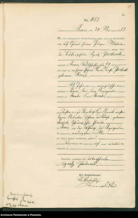 Obraz 16 z jednostki "Księga miejscowa zgonów t. III"