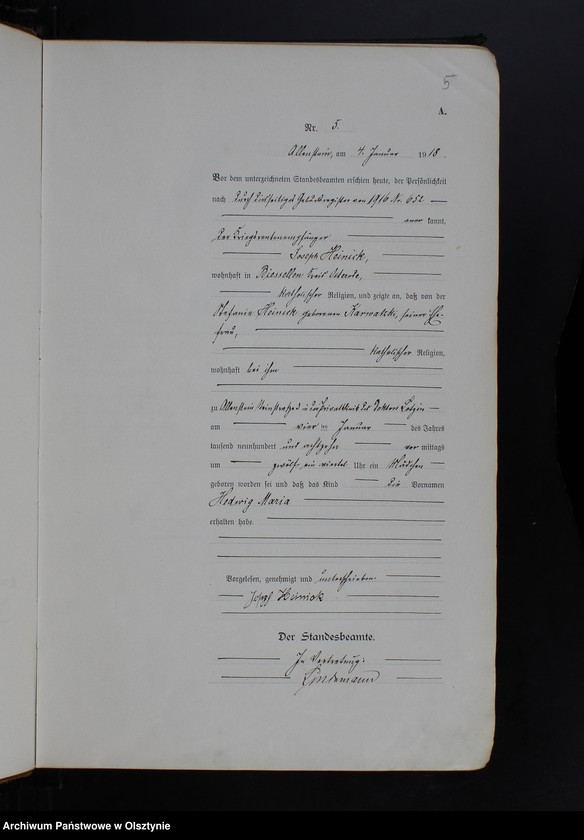 image.from.unit.number "Geburts-Haupt-Register Tom I, Nr 1-597"