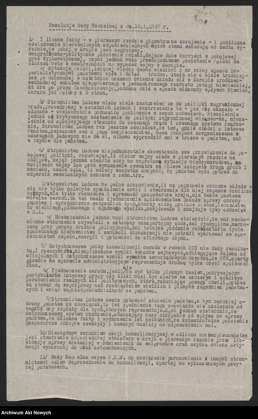image.from.unit.number "Stronnictwo Ludowe, władze naczelne i okręgowe w Krakowie. Rezolucje, biuletyn strajkowy, materiał, wycinek prasowy"