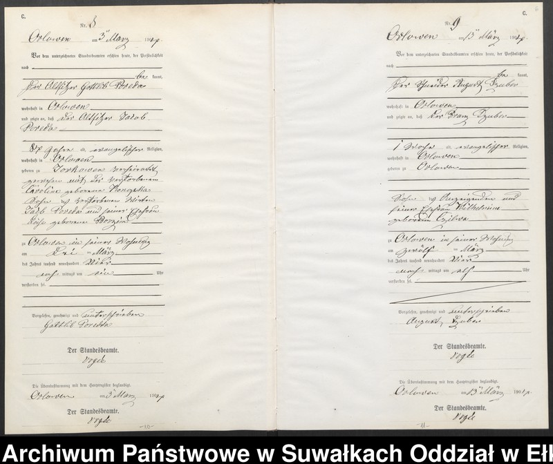 image.from.unit.number "Sterbe-Neben-Register des Preussischen Standes-Amtes Orlowen Kreis Lötzen"