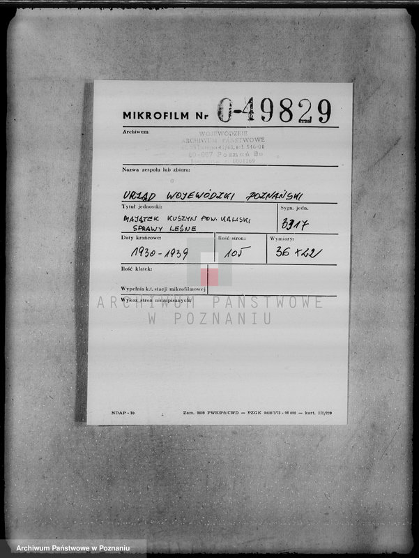 Obraz 2 z jednostki "Majątek Kuszyn powiat kaliski /sprawy leśne/"