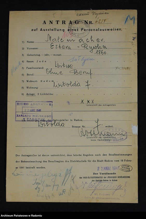 image.from.unit.number "[Wnioski o wydanie dowodów osobistych oraz nie odebrane dowody Malcmacher - Małach Łaja]"