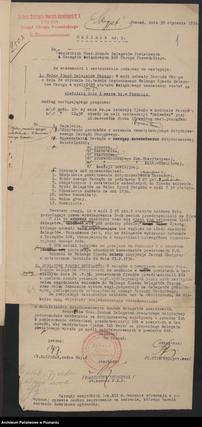 image.from.unit.number "I. Walny Zjazd Delegatów Okręgu Poznańskiego Związku Weteranów Powstań Narodowych 1.III.1936 r."